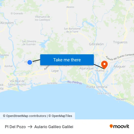 Pl Del Pozo to Aulario Galileo Galilei map