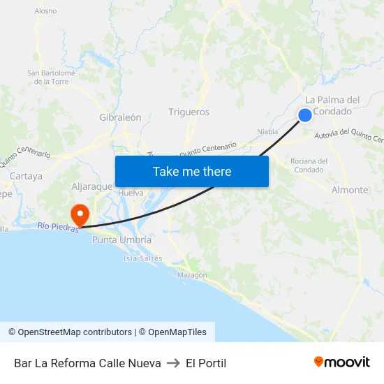 Bar La Reforma Calle Nueva to El Portil map