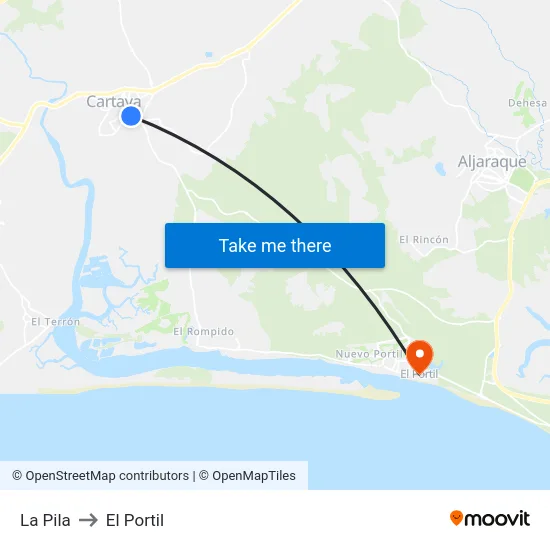 La Pila to El Portil map