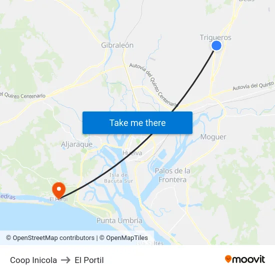 Coop Inicola to El Portil map