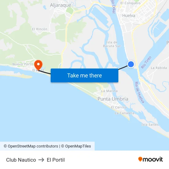 Club Nautico to El Portil map