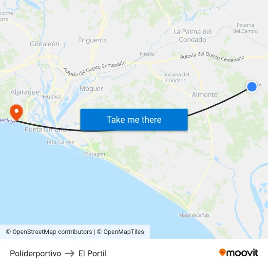 Poliderportivo to El Portil map