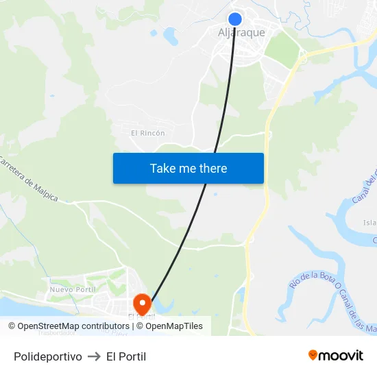 Polideportivo to El Portil map