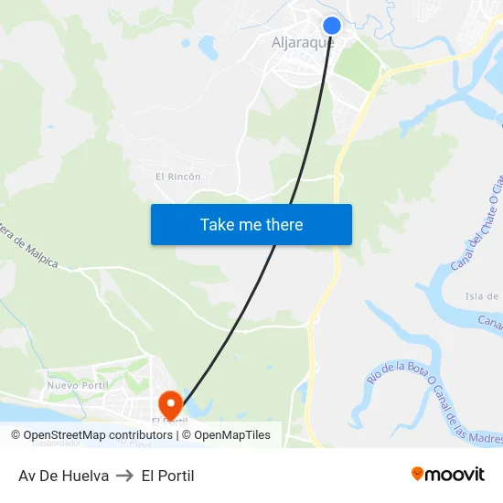 Av De Huelva to El Portil map