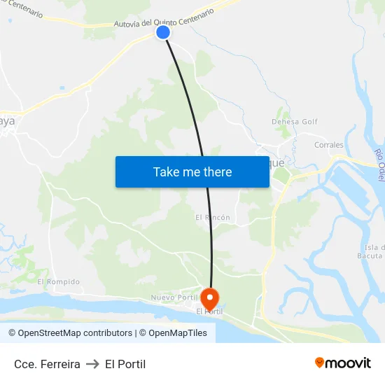Cce. Ferreira to El Portil map