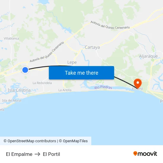 El Empalme to El Portil map