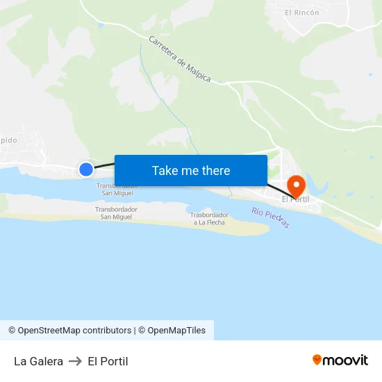 La Galera to El Portil map
