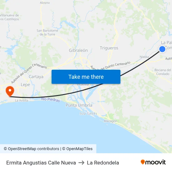 Ermita Angustias Calle Nueva to La Redondela map