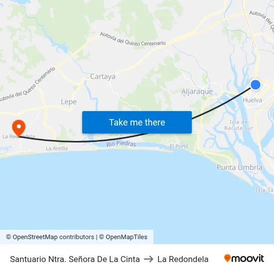 Santuario Ntra. Señora De La Cinta to La Redondela map