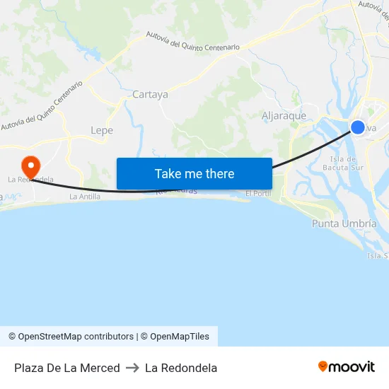 Plaza De La Merced to La Redondela map