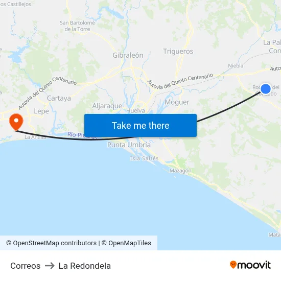 Correos to La Redondela map