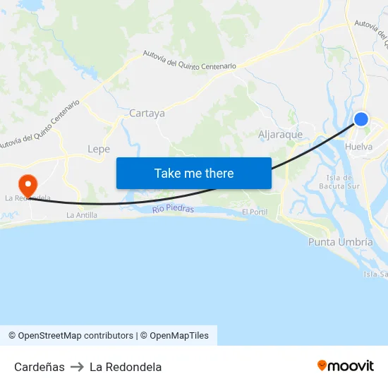 Cardeñas to La Redondela map