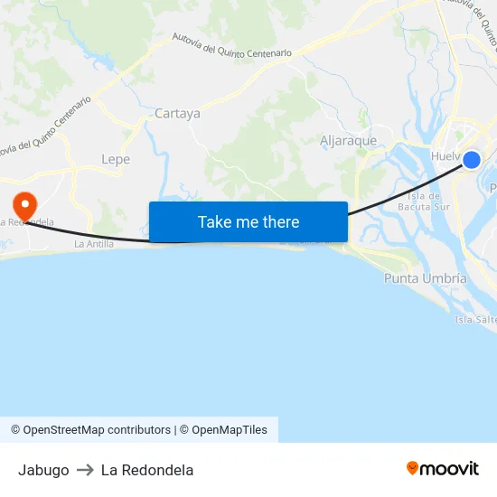 Jabugo to La Redondela map