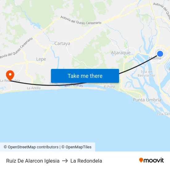Ruíz De Alarcon Iglesia to La Redondela map
