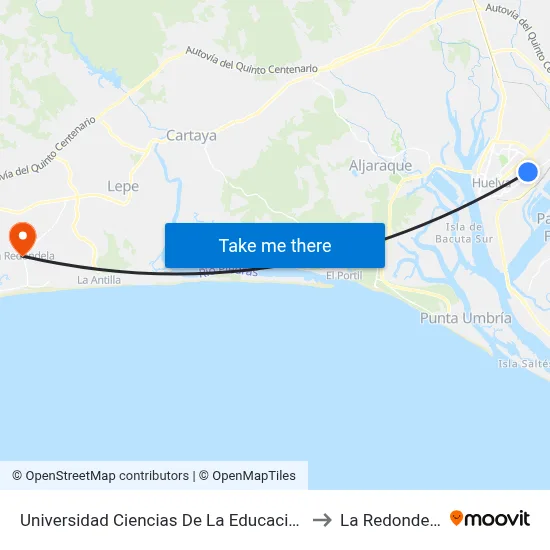 Universidad Ciencias De La Educación to La Redondela map