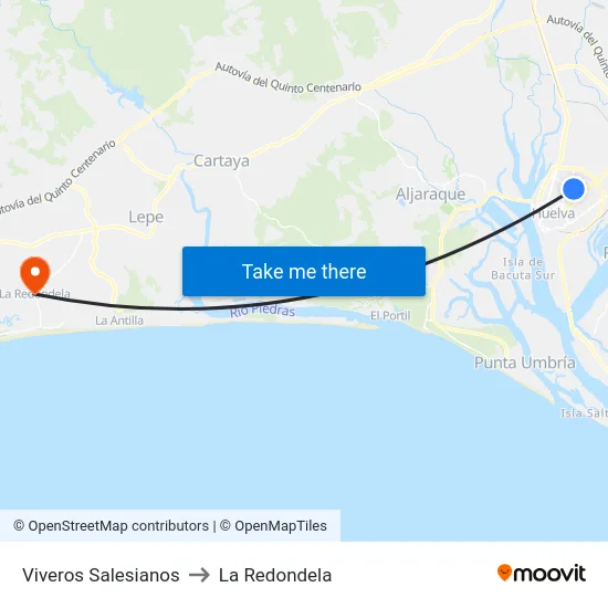 Viveros Salesianos to La Redondela map