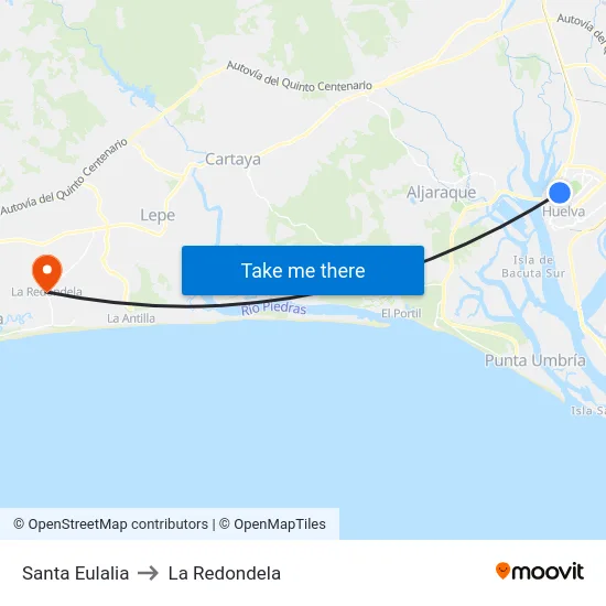 Santa Eulalia to La Redondela map