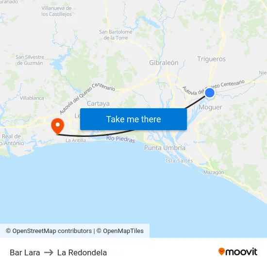 Bar Lara to La Redondela map