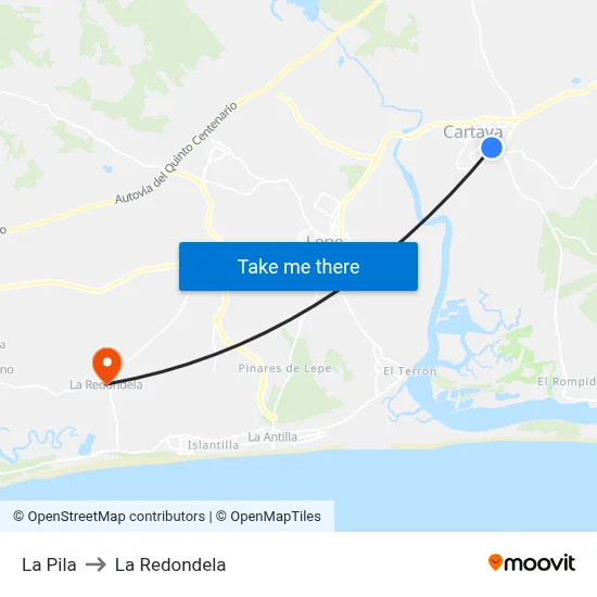 La Pila to La Redondela map