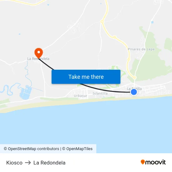 Kiosco to La Redondela map