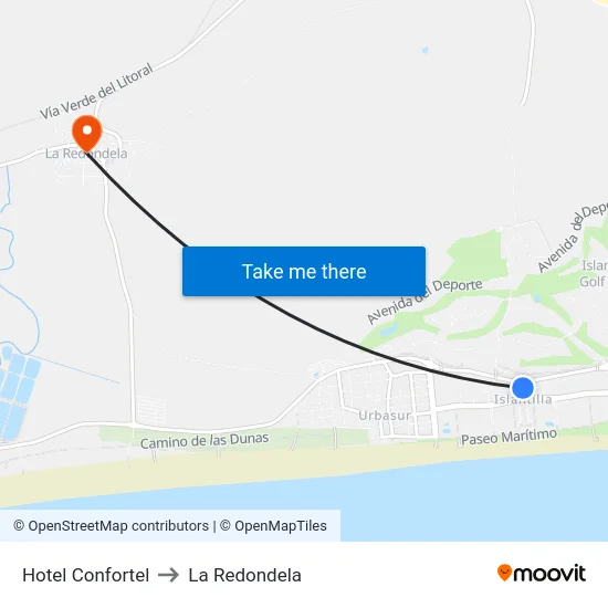 Hotel Confortel to La Redondela map