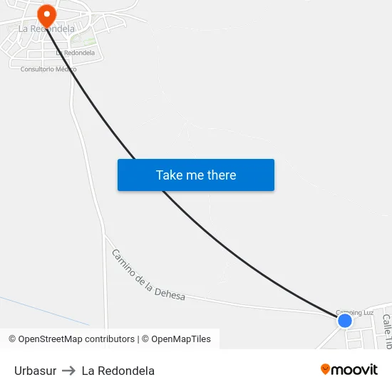 Urbasur to La Redondela map