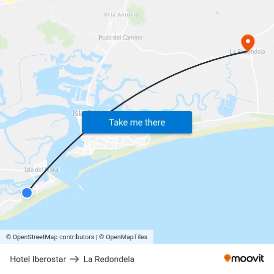 Hotel Iberostar to La Redondela map