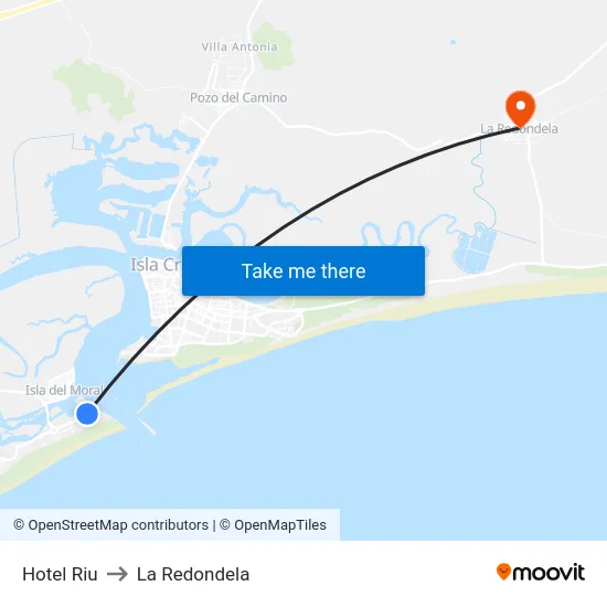 Hotel Riu to La Redondela map