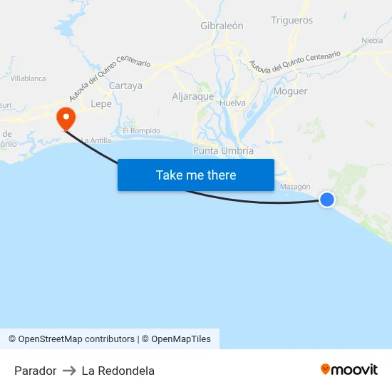 Parador to La Redondela map