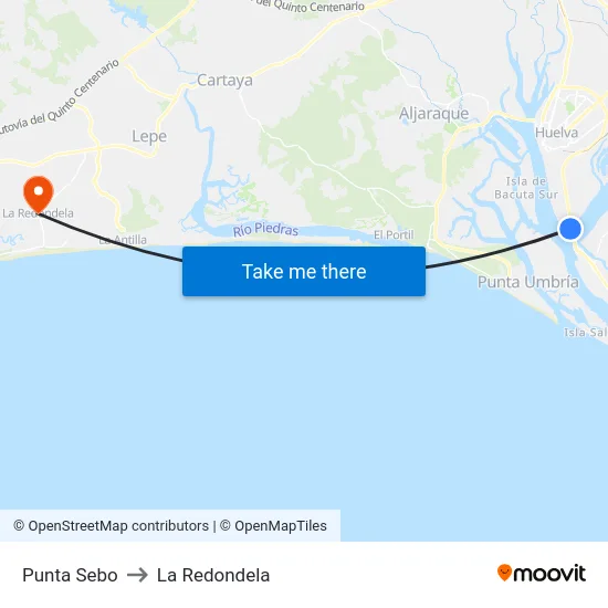 Punta Sebo to La Redondela map