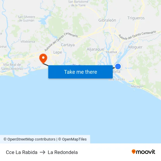 Cce La Rabida to La Redondela map