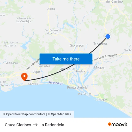 Cruce Clarines to La Redondela map