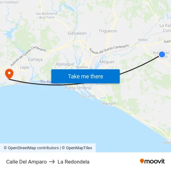 Calle Del Amparo to La Redondela map
