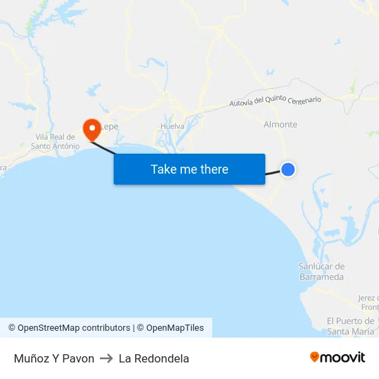 Muñoz Y Pavon to La Redondela map