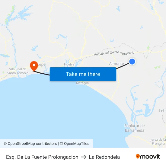 Esq. De La Fuente Prolongacion to La Redondela map