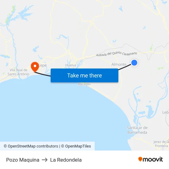 Pozo Maquina to La Redondela map