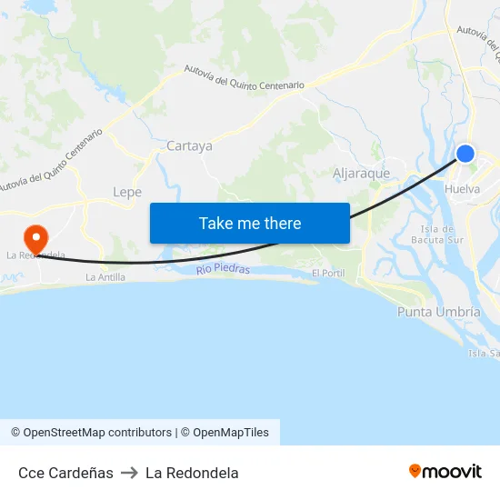 Cce Cardeñas to La Redondela map