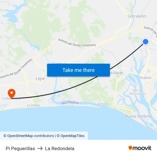 Pi Peguerillas to La Redondela map