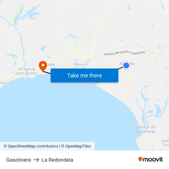 Gasolinera to La Redondela map