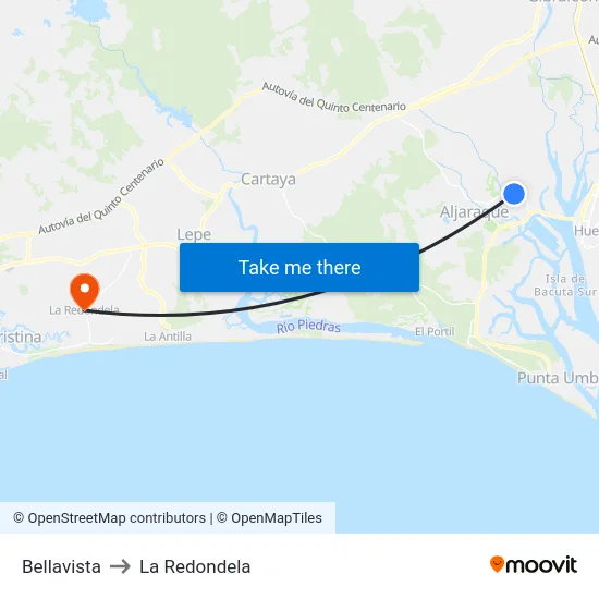 Bellavista to La Redondela map