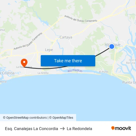 Esq. Canalejas La Concordia to La Redondela map