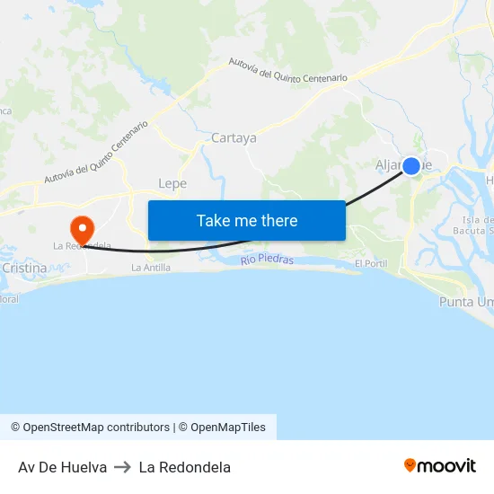 Av De Huelva to La Redondela map