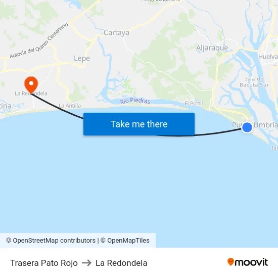 Trasera Pato Rojo to La Redondela map