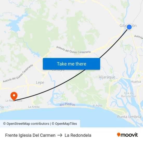 Frente Iglesia Del Carmen to La Redondela map