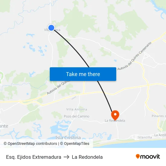 Esq. Ejidos Extremadura to La Redondela map