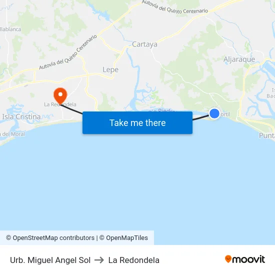 Urb. Miguel Angel Sol to La Redondela map
