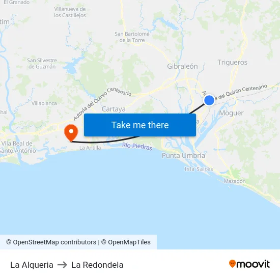 La Alqueria to La Redondela map