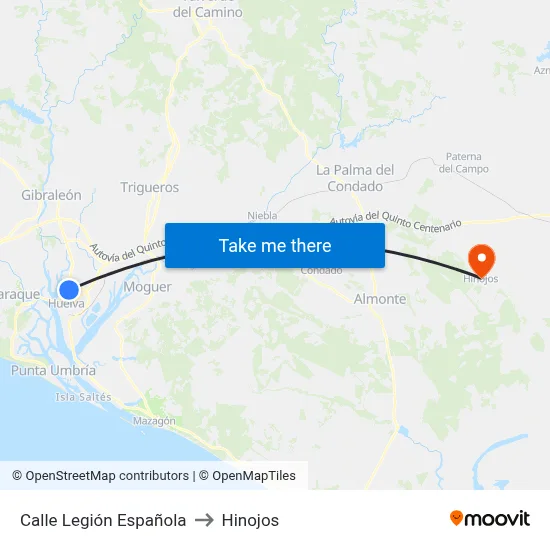 Calle Legión Española to Hinojos map