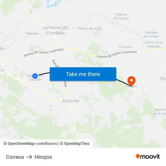 Correos to Hinojos map