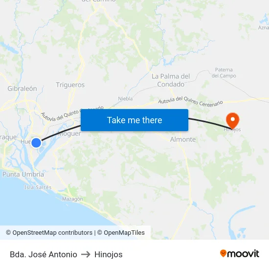 Bda. José Antonio to Hinojos map